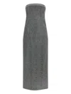 Ermanno Scervino Rhinestone-embellishment Herringbone-pattern Maxi Dress In Gray