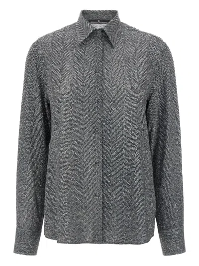 ERMANNO SCERVINO RHINESTONE-EMBELLISHMENT HERRINGBONE SHIRT