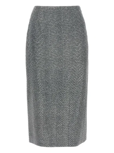 Ermanno Scervino Rhinestone-embellishment Pencil Skirt In Gray