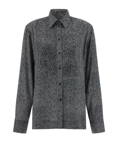Ermanno Scervino Rhinestone Plastron Shirt In Multi