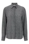 Ermanno Scervino Herringbone Shirt Adorned With Rhinestone Details In Gray