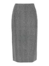 Ermanno Scervino Rhinestone-embellished Herringbone Silk Midi Skirt In Gray