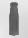 Ermanno Scervino Rhinestone-embellishment Herringbone-pattern Maxi Dress In Gray