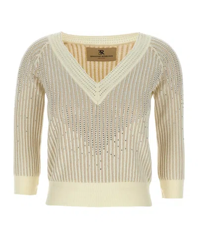 ERMANNO SCERVINO ERMANNO SCERVINO V-NECK RHINESTONE EMBELLISHED SWEATER