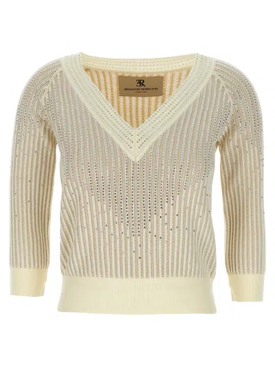 Ermanno Scervino Rhinestone Sweater Sweaters And Cardigans In White