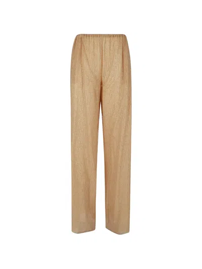 Ermanno Scervino Rhinestone-embellished Trousers In Brown
