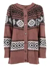 Ermanno Scervino Soft White Alpaca Blend Cardigan With Button-down Front In Brown
