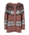 Ermanno Scervino Soft White Alpaca Blend Cardigan With Button-down Front In Brown