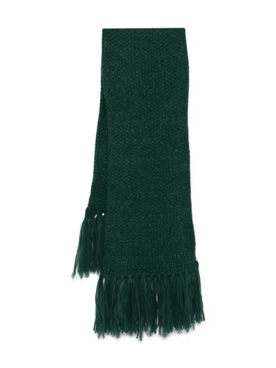 Ermanno Scervino Ribbed Fringed Scarf In Green