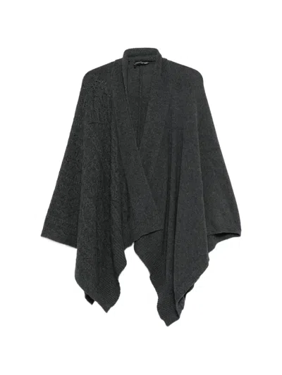 Ermanno Scervino Ribbed-knit Poncho In Black