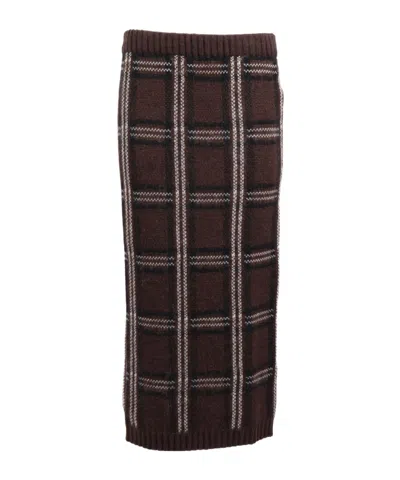 Ermanno Scervino Ribbed Midi Skirt In Brown