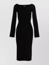 Ermanno Scervino Ribbed Texture Midi Dress With Long Sleeves