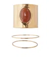 Ermanno Scervino Rigid Band Bracelet With Semi-precious Brick-colored Hard Stone Cabouchon In Golden