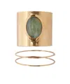 Ermanno Scervino Rigid Band Bracelet With Semi-precious Light Green Hard Stone Cabouchon In Yellow