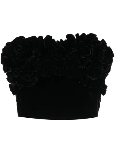 Ermanno Scervino Rose-detail Strapless Corset Top In Schwarz