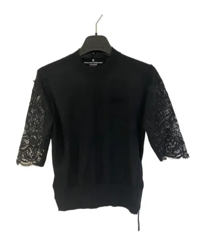 Ermanno Scervino Round Neck Rib Sweater In Black