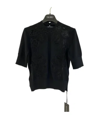 Ermanno Scervino Round Neck Rib Sweater In Black
