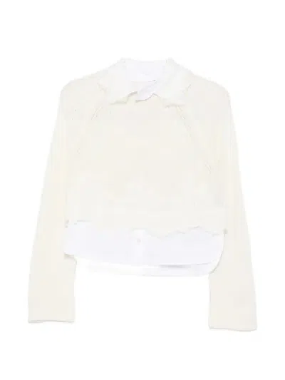 Ermanno Scervino Round Neck Sweater In White