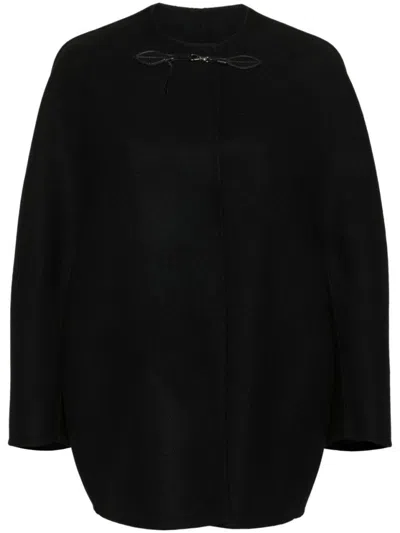 ERMANNO SCERVINO ROUNDED BLACK WOOL CAPE