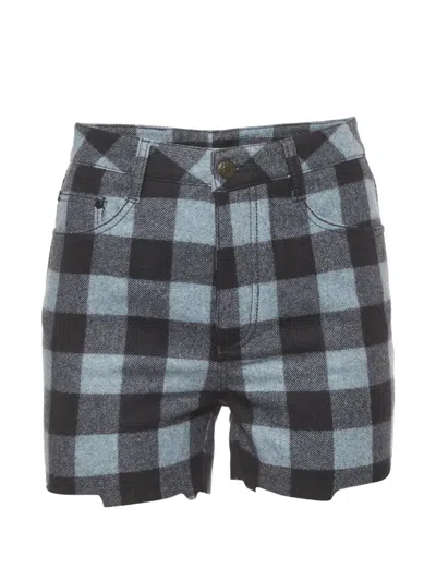 Pre-owned Ermanno Scervino Royal Denim Plaid Shorts In Black