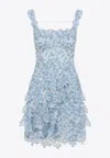 Ermanno Scervino Ruffled Lace Mini Dress In Blue