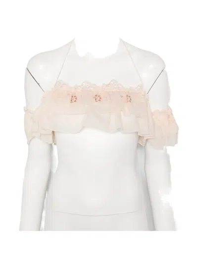 Ermanno Scervino Ruffled Lace-trim Blouse In Pink