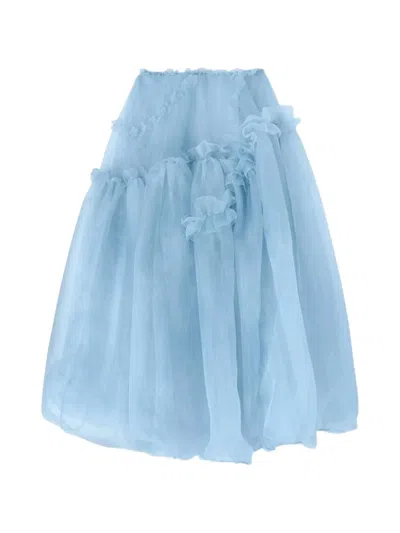 Ermanno Scervino Ruffled Tiered Midi Skirt In Blue