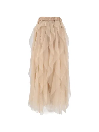 Ermanno Scervino Ruffled Tulle Maxi Skirt In Neutral