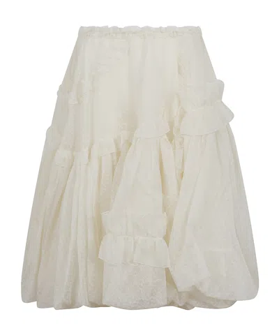 Ermanno Scervino Ruffled Tulle Skirt In White