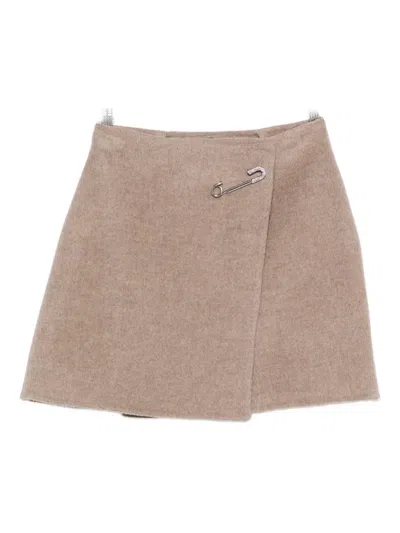 Ermanno Scervino Safety-pin Wrap Skirt In Brown