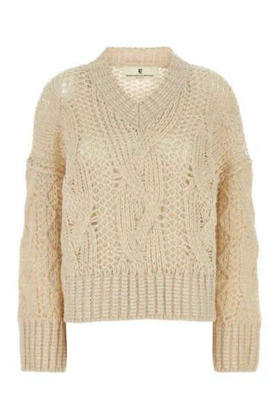 Ermanno Scervino Sand Alpaca Blend Sweater In Panna