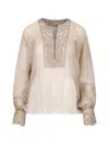 Ermanno Scervino Embroidered Panel Top In Neutral