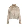 Ermanno Scervino Silk Shirt Embroidered Scalloped Hem In Brown