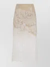 Ermanno Scervino Midi Skirt With Floral Lace Overlay In Brown
