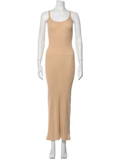 Pre-owned Ermanno Scervino Scoop Neck Long Dress In Neutrals