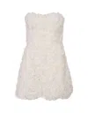 ERMANNO SCERVINO SCULPTURE DRESS IN WHITE LACE WITH APPLIED ROSES