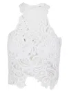 ERMANNO SCERVINO SEMI-SHEER CROPPED LACE TOP