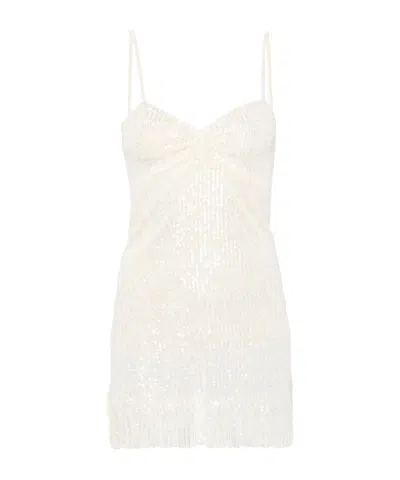 Ermanno Scervino Sequin-design Fringed Mini Dress In White