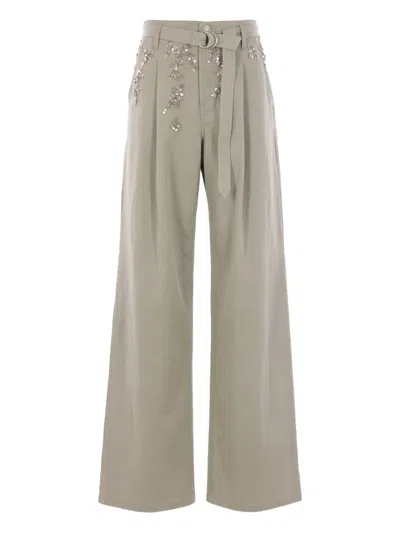 ERMANNO SCERVINO SEQUIN-EMBELLISHED BELTED TROUSERS