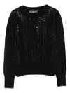 Ermanno Scervino Sequin-embellished Ribbed Cardigan In Black