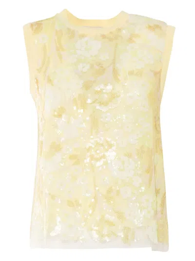 Ermanno Scervino Sequin-embellished Sleeveless Top In Yellow