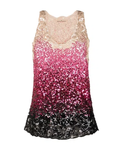 Ermanno Scervino Sequin Embellished Tank Top In Pink