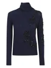 Ermanno Scervino Sequin-embellished Turtleneck Sweater In Blue
