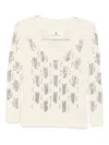 Ermanno Scervino Sequin-embellished V-neck Sweater In Neutral