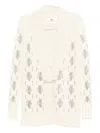 Ermanno Scervino Open-knit Cardigan With Textured Pattern And Relaxed Fit In Neutral