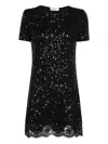 Ermanno Scervino Sequin-embellishment Lace-trimmed Mini Dress In Black