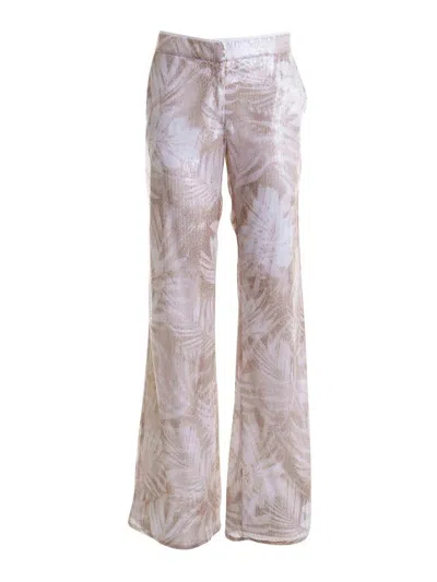 Ermanno Scervino Sequin Fantasy Print Pants In Beis