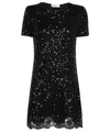 Ermanno Scervino Sequin-embellishment Lace-trimmed Mini Dress In Black