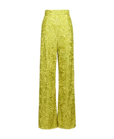 Ermanno Scervino High Waist Sequin Embellished Wide Leg Trousers In Green
