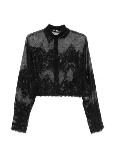 Ermanno Scervino Sequin-embellished Buttoned Shirt In Black